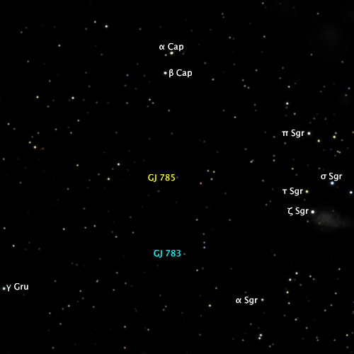 Gliese 785 as seen from Sol