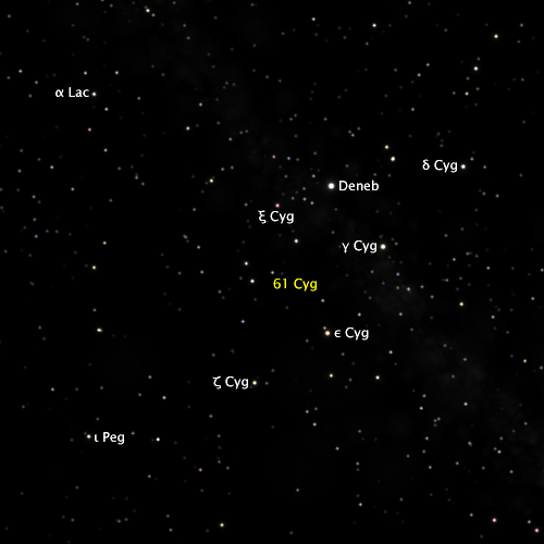 61 Cygni as seen from Sol